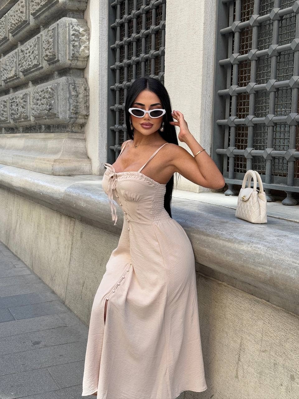 Standpoint Top – wholesale Dress – Women's – The Riviera Charm Lace-Up Midi Dress Summer Romance - 120218