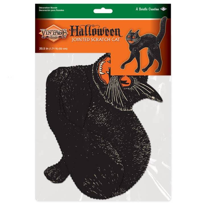Beistle - Wholesale Cutouts - Vintage Halloween Jointed Scratch Cat 20 ½", printed 2 sides