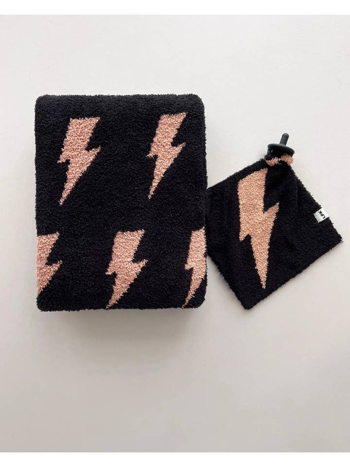 Lucky Panda Kids - Wholesale Security/Cuddle Blanket - Baby - Lightning Bolt Plush Lovey | Mocha7