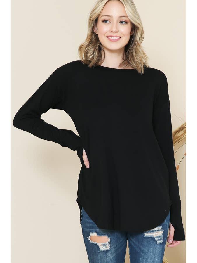 Burgundy Apparel - Wholesale Tunic - Women's - LONG SLEEVE TOP WITH THUMB HOLE1