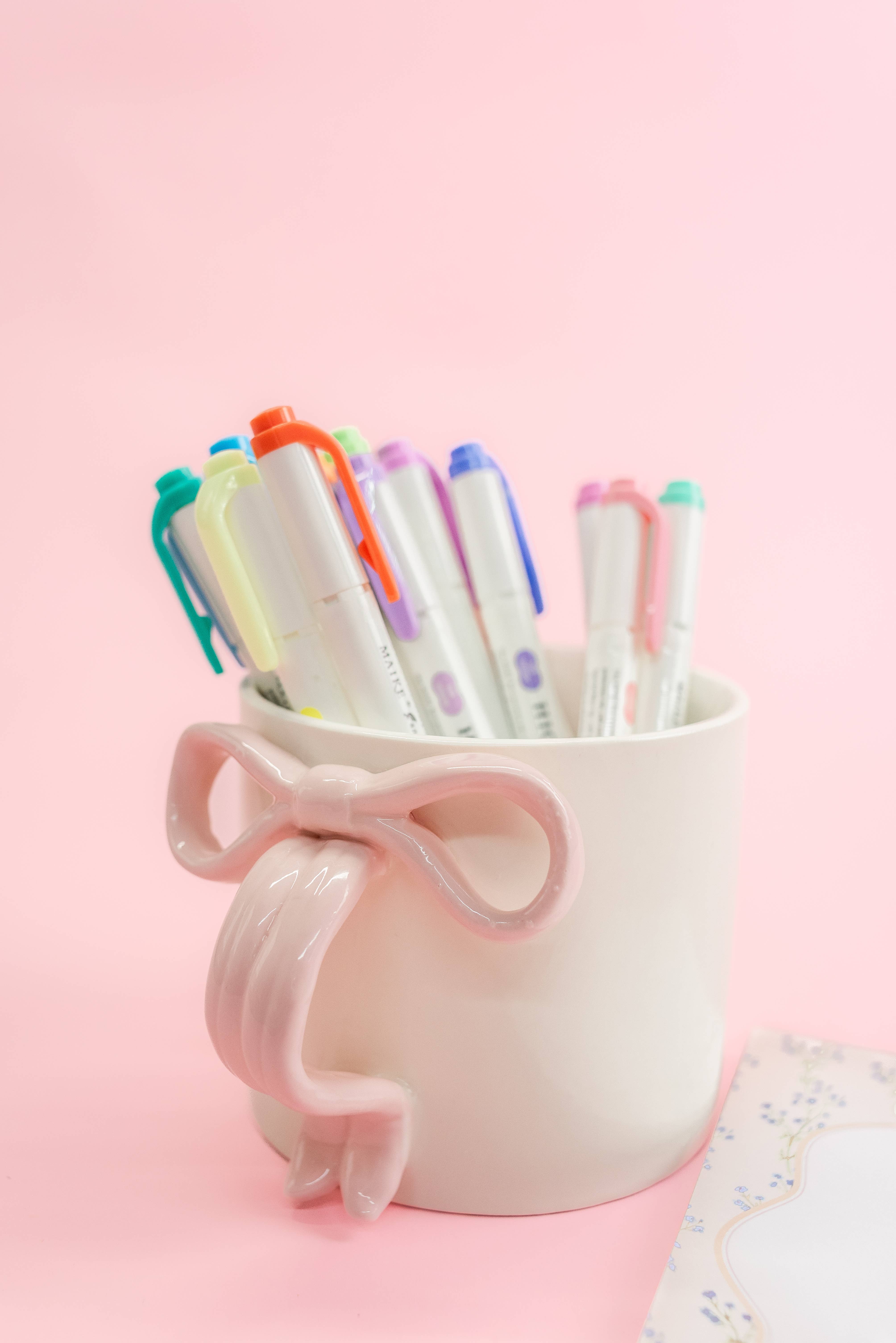 Rock Paper Scissors - Vendita all'ingrosso Tazza - Tazza da caffè e tè in ceramica con fiocco rosa e manico a nastro9