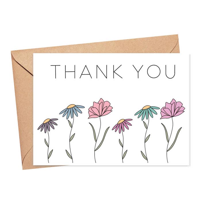 Thank You Colorful Flowers Card for wholesale by Simply Happy Paper