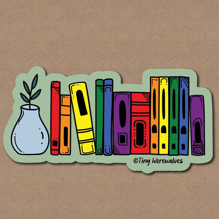 Tiny Werewolves - Wholesale Sticker - Rainbow Bookshelf Pride Sticker