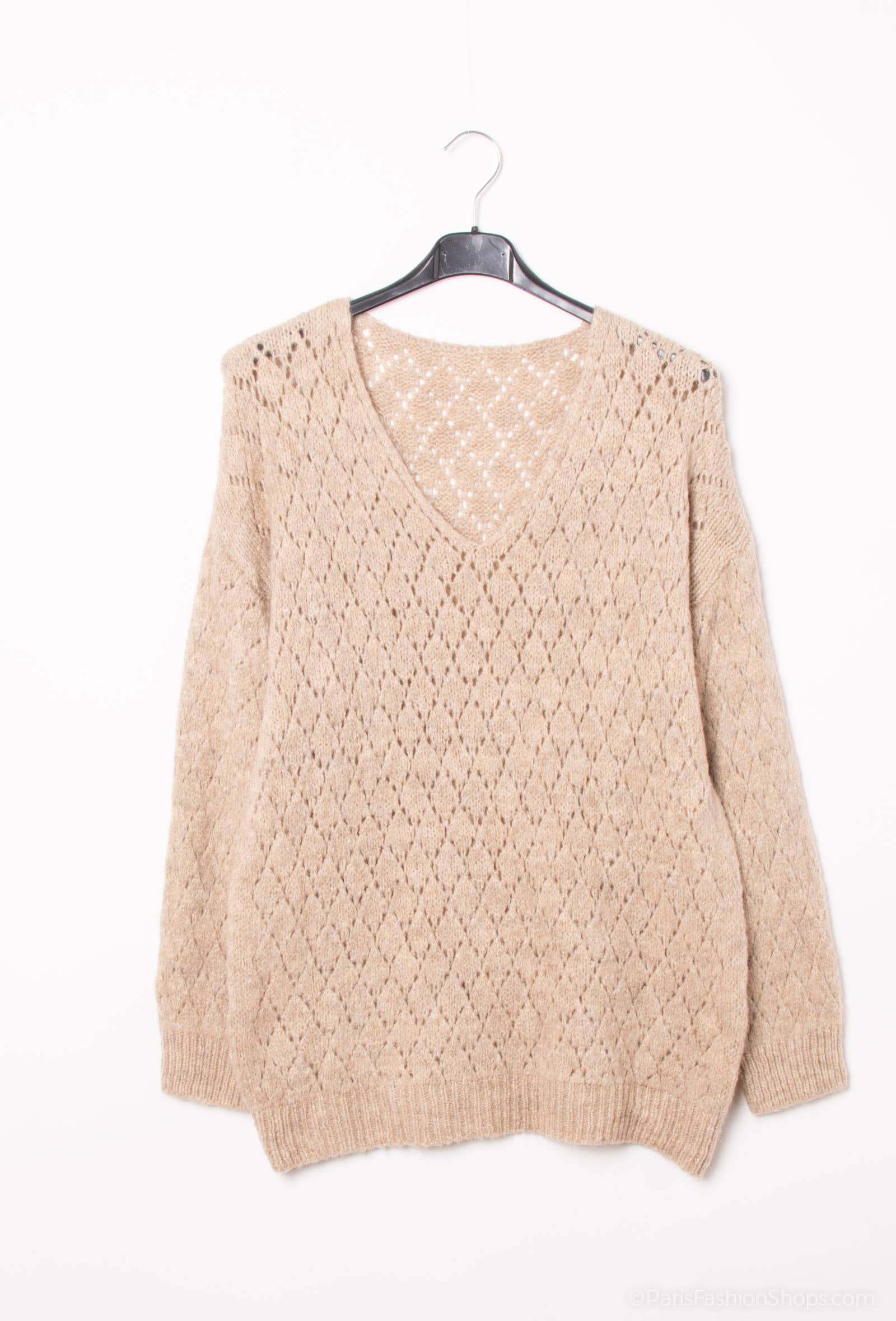 Pépouz' Paris - Vente Pull en maille – femme - Pull en mohair ajourée motif losange PP250518