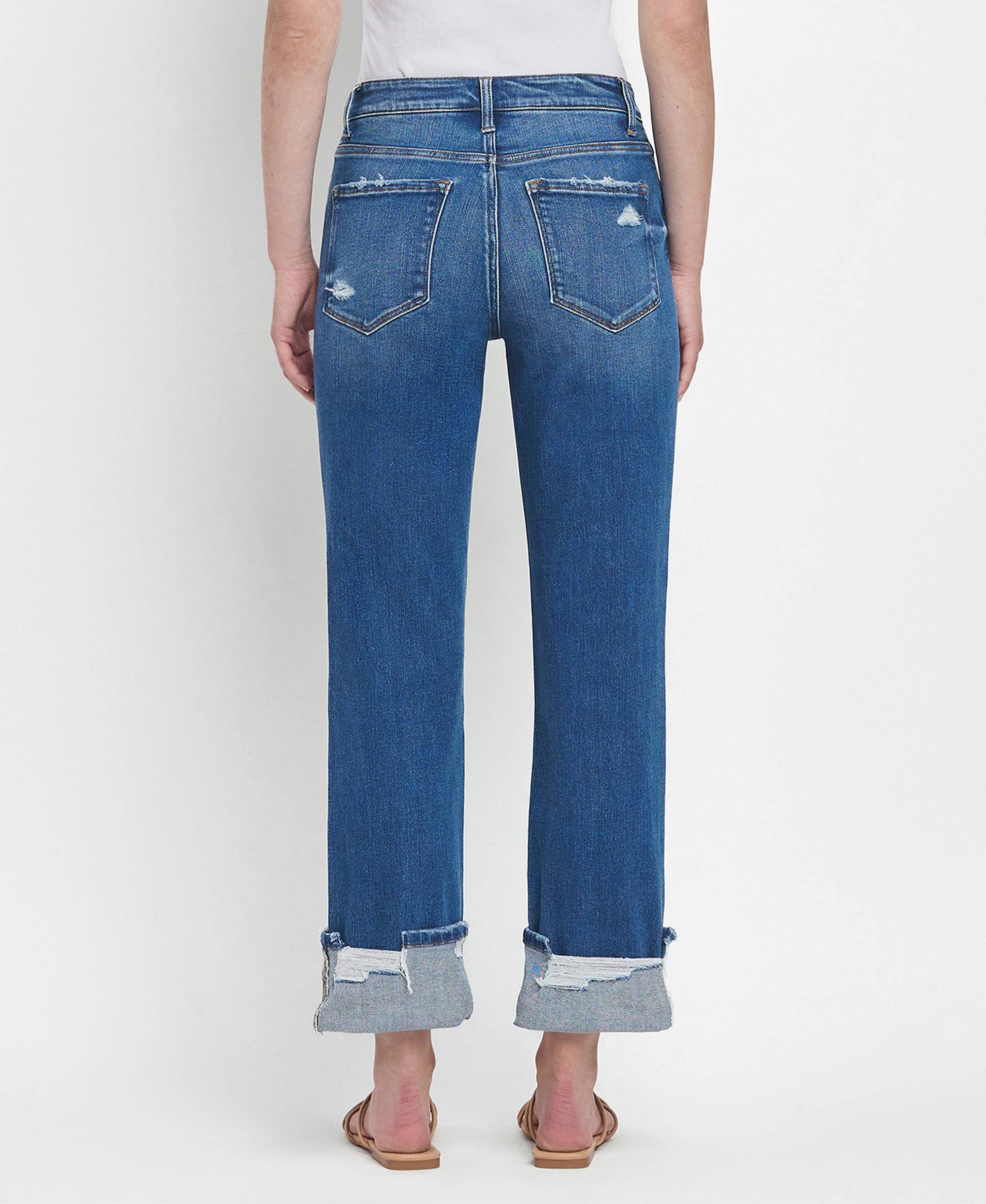 DAPHNE HIGH RISE CUFFED STRAIGHT JEANS T6600 for wholesale on Faire1