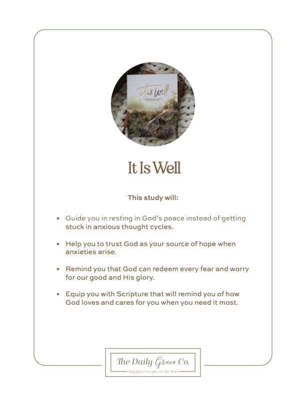 The Daily Grace Co - Wholesale Religion Book - It Is Well | Anxiety Study5