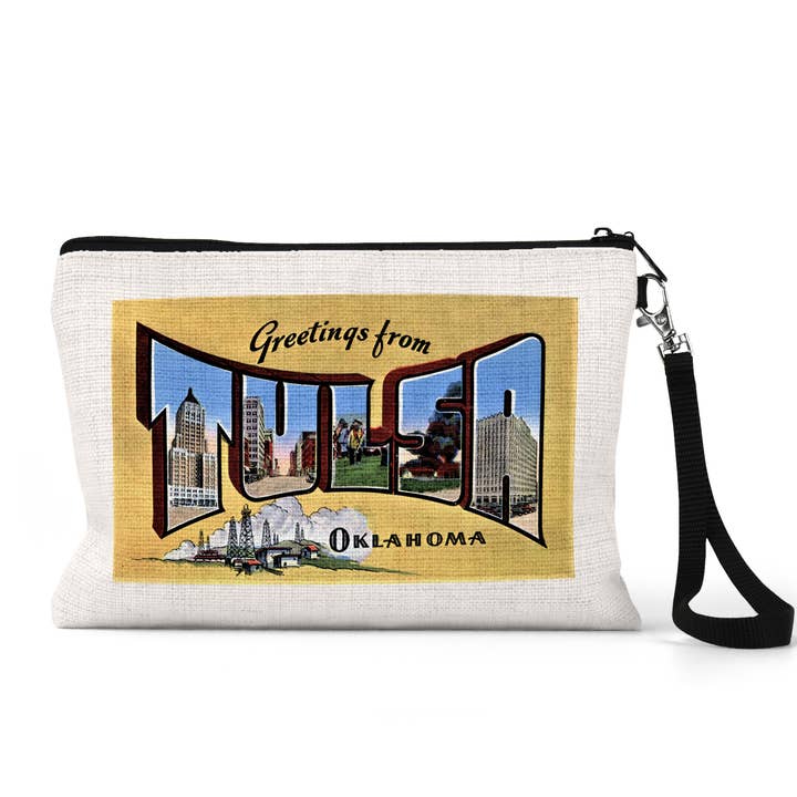 Daisy Mae Designs - Wholesale Pouch - Unisex - Tulsa Oklahoma Postcard Wristlet Zipper Pouch Makeup Bag0