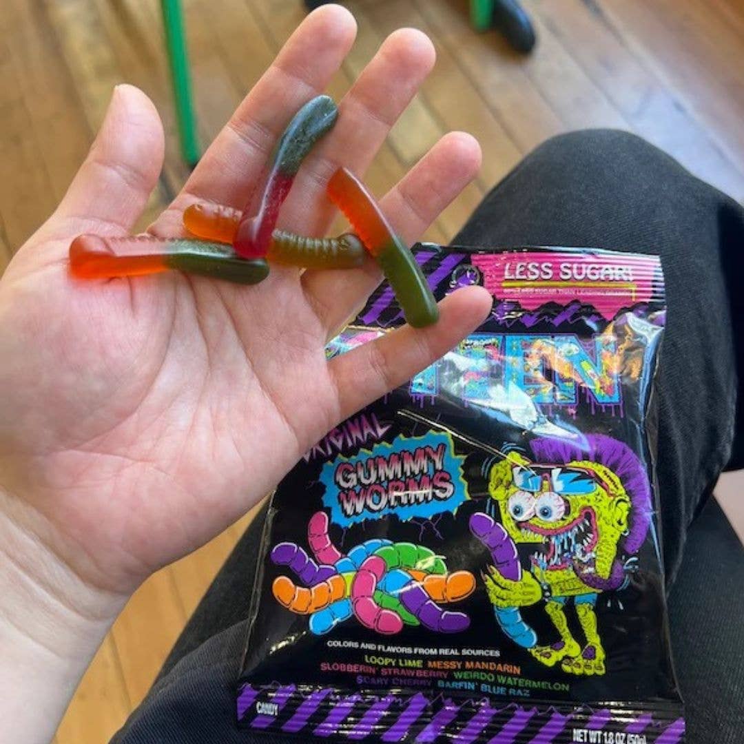 Rotten Candy - Wholesale Retailer Display - Food & Drink - Gummy Worms & Cruncheez Candy Display: GF, Low Sugar2