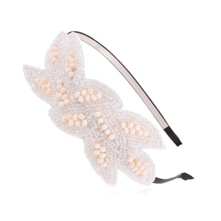 AK Brand - Vendita all'ingrosso Fascia per capelli - Donna - Fascia per capelli con patta a foglia nera con perline anni '2017