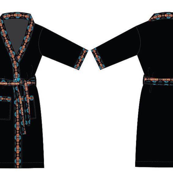 Linen Mart – wholesale Morgonrock - Dam – Bomull Aztec Trim Robe