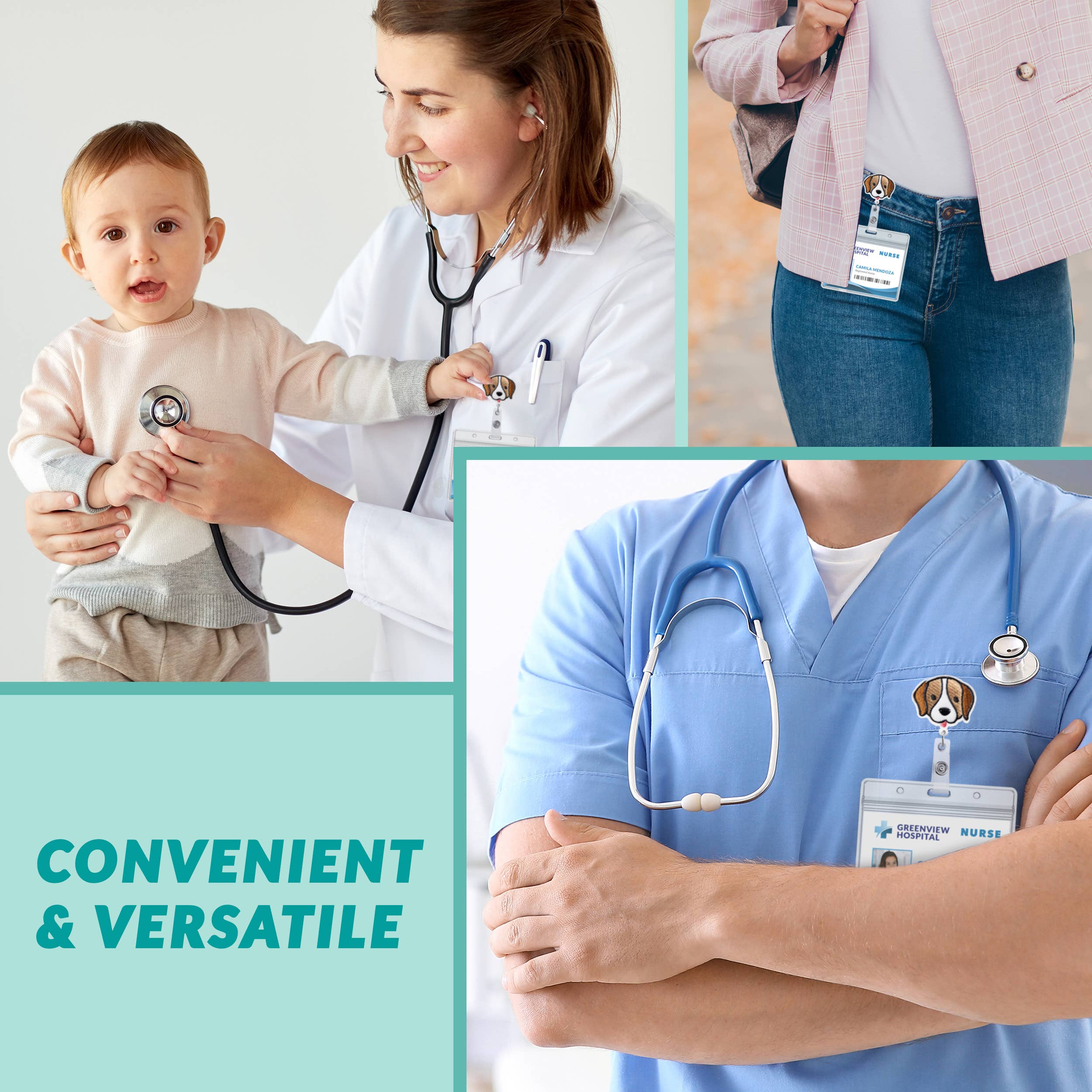 Nurseology - Wholesale Badge Accessory - Women's - Dog 360-Degree Rotating Retractable Reel Clip Badge Holder3