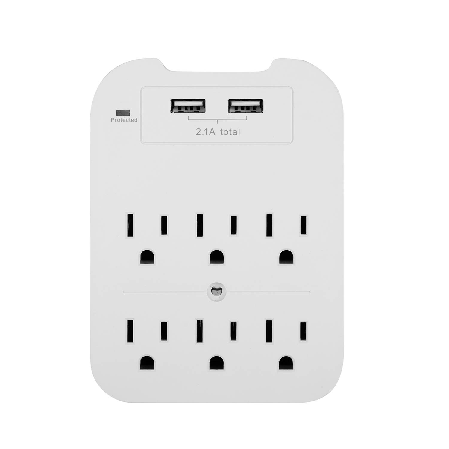 LAX Gadgets - Wholesale Portable Charger - Charge Surge Protector, 6 Outlets/2 USB Ports - Retail Pack3