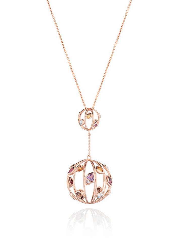 Divotra Rose Gold Pendant with Blue Topaz Amethyst for wholesale by Manja