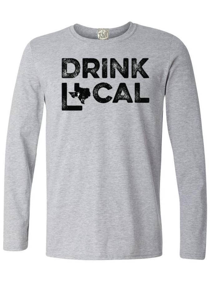 Drink Local Texas Oxford Long Sleeve T-Shirt for wholesale by Texas Life Outfitters