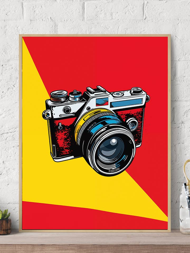 Câmera Retro Pop Art Tela Impressão artística de parede por atacado de Arttique - Artistry Canvas Prints