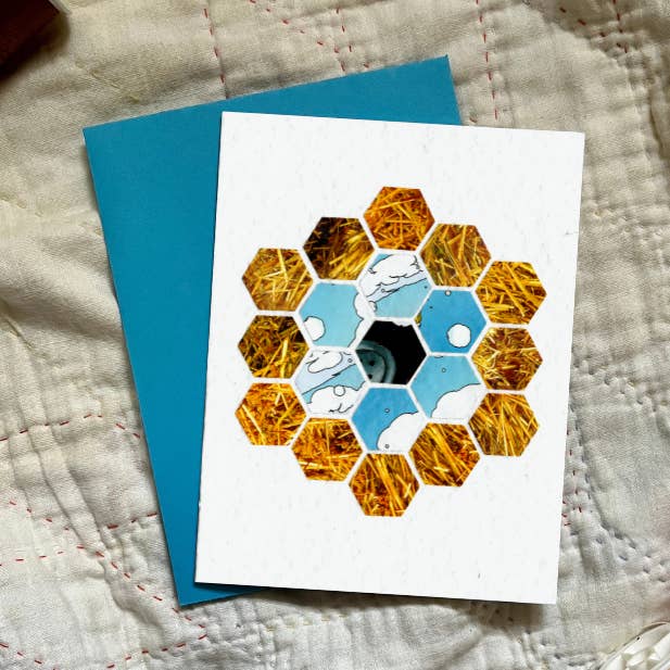 Biglietto di auguri Quilt Block (Giardino fiorito della nonna) per la vendita all'ingrosso da parte di Cozy Arts