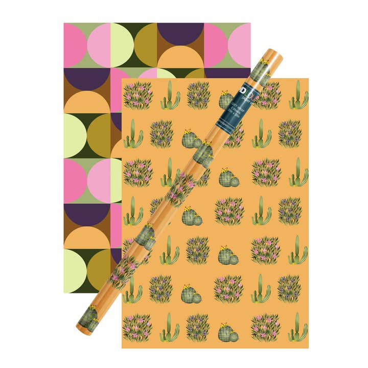 Papel de regalo de cactus de doble cara en hojas enrolladas para manualidades para venta al por mayor de Mod Lounge Paper Company