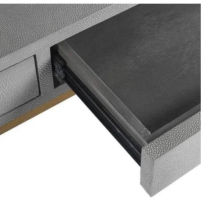 LOOMLAN – wholesale Console table – Jiro Desk - Grey Shagreen Antique Brass Legs6