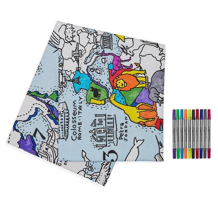 To Colour EatSleepDoodle World Map Placemats Set of 4