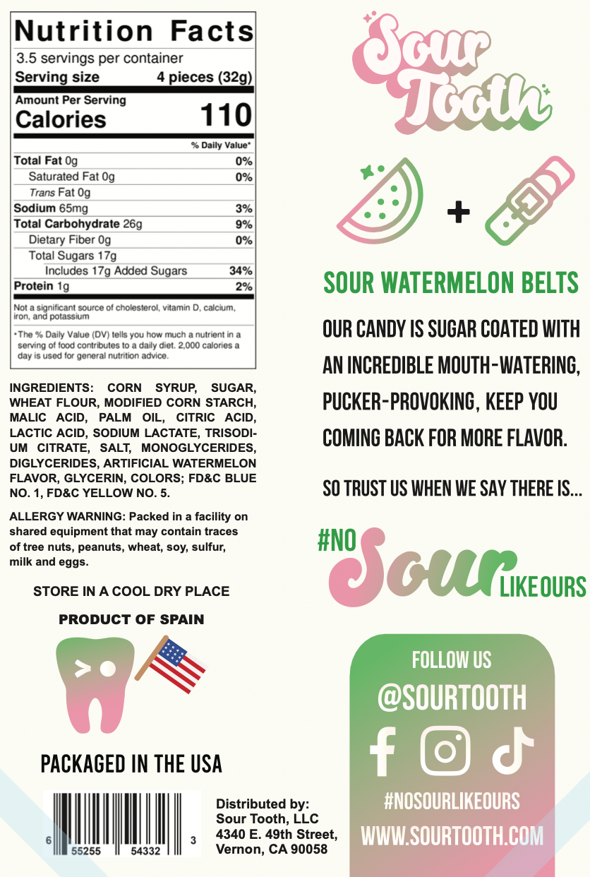 Sour Tooth - Wholesale Gummy - Sour Watermelon Belts3