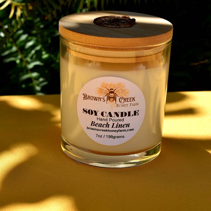 Brown's Creek Honey Farm – wholesale Jar/filled candle – Glass Jar Candle with Lid and Bee Wax Stamp11