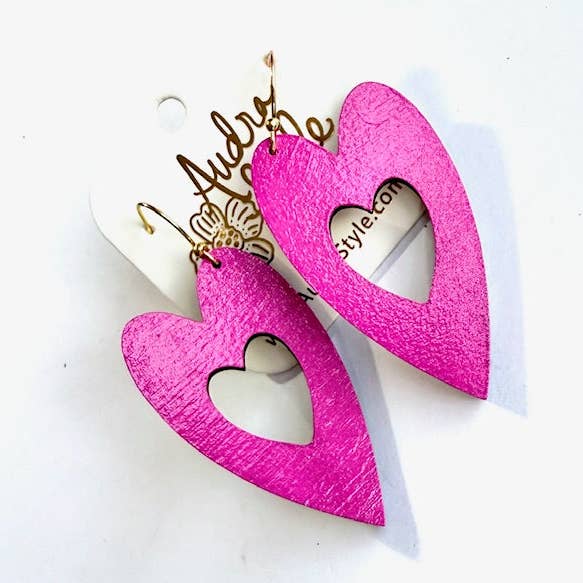 Boucles d'oreilles pendantes en forme de cœur - 5 options de couleur pour la vente par Audra Style