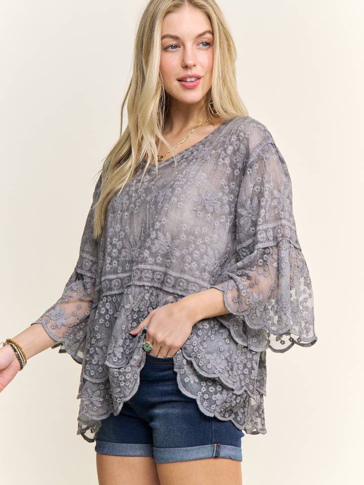 ADORA LA – wholesale Blus - Dam – CET3907 - 3/4 ÄRMAR SPETSBLOUS19