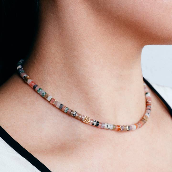 Sonata - Wholesale Snap Jewelry - Steel Stone Necklace5