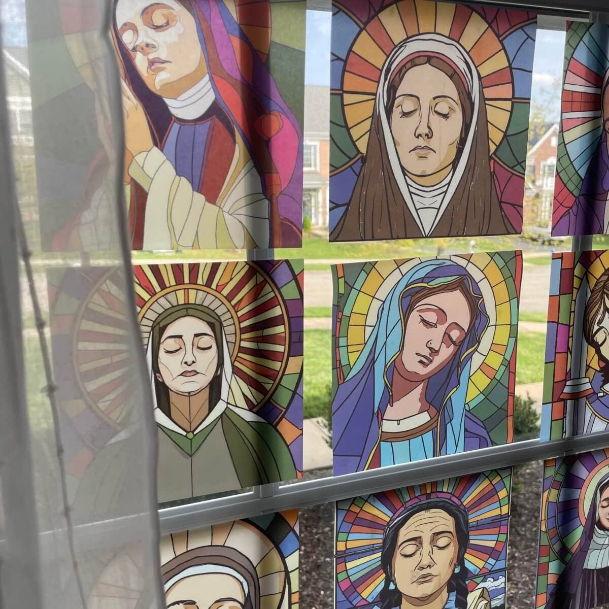 Brick House in the City - Wholesale Wall Decal/Stickers - Stained Glass Saints Window Clings1