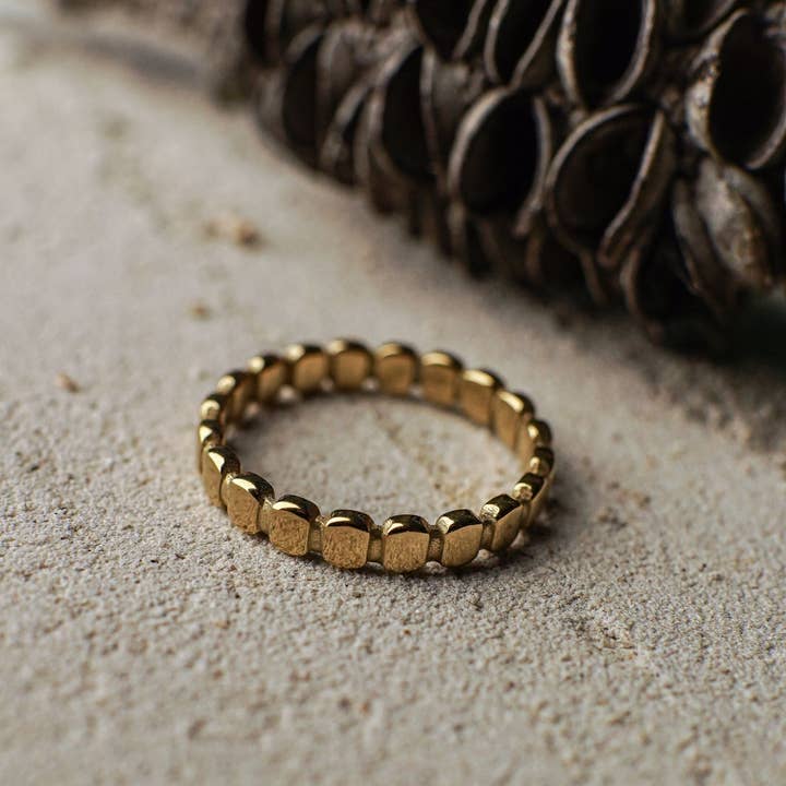 Faya & Co. - Wholesale Band/stacked ring - Catarina Textured Gold Ring1