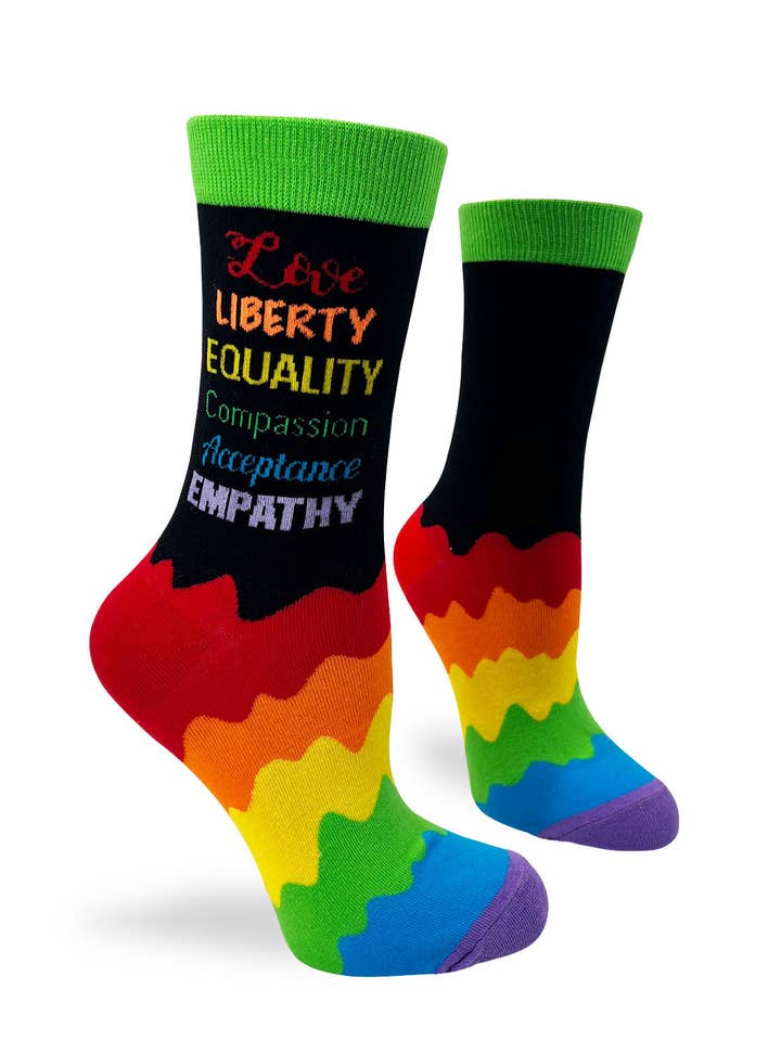 Fabdaz - Wholesale Socks - Women's - Love Liberty Equality Compassion Acceptance Empathy Women's