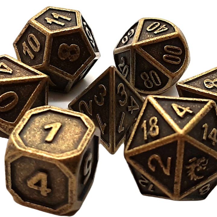 Metal Dice Set: Dwarven Forged - Ancient Gold for wholesale by Old School Dice