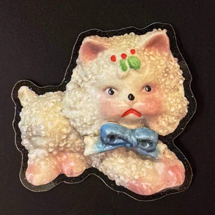 Autocollant scintillant chat vintage en sucre pour la vente par Aimee Miller Art