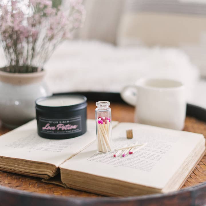 River Birch Candles - Wholesale Matches - 2in Valentines Decorative Matches In Jar with striker3