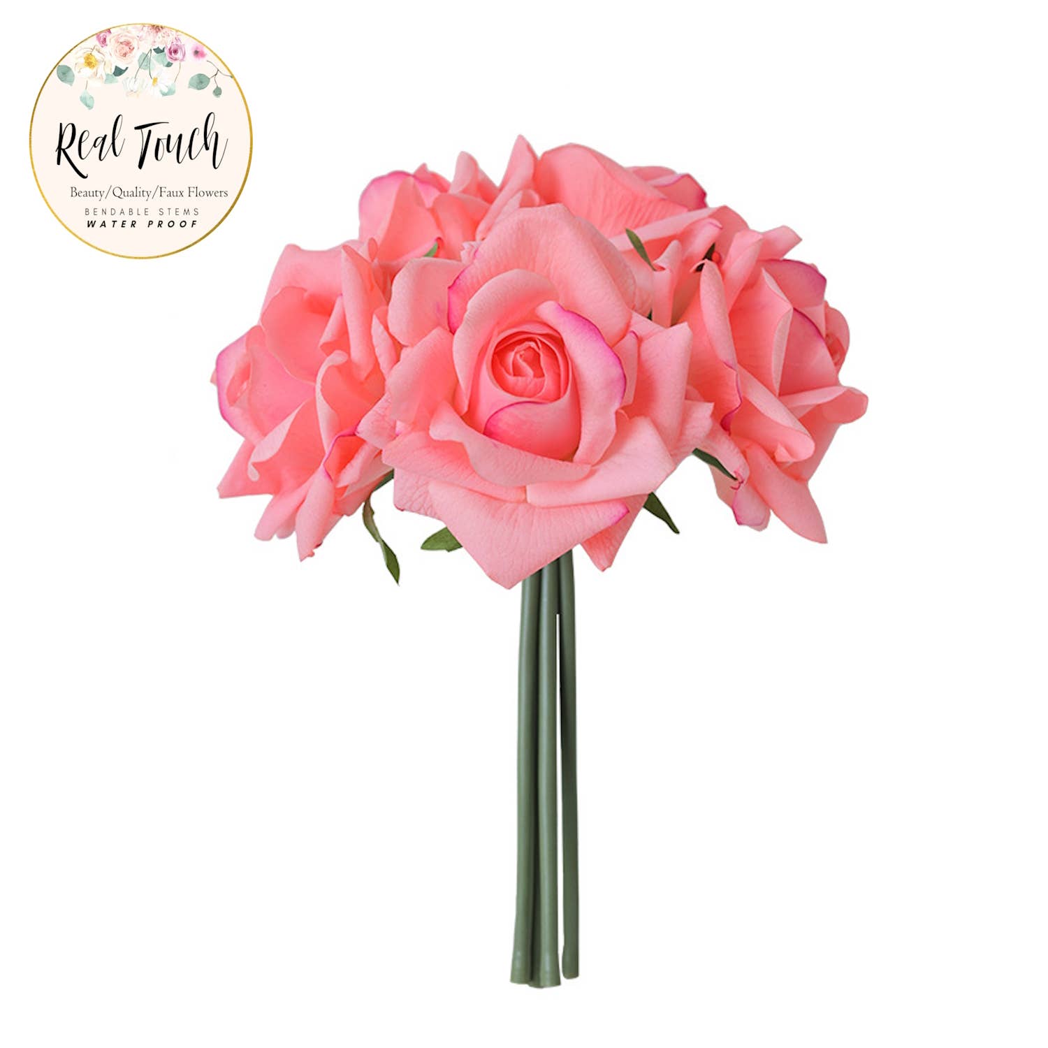 Angel Isabella - Wholesale Artificial Flowers - 10" Pack of 5 Stems-Moisturized coating Real Touch Rose13