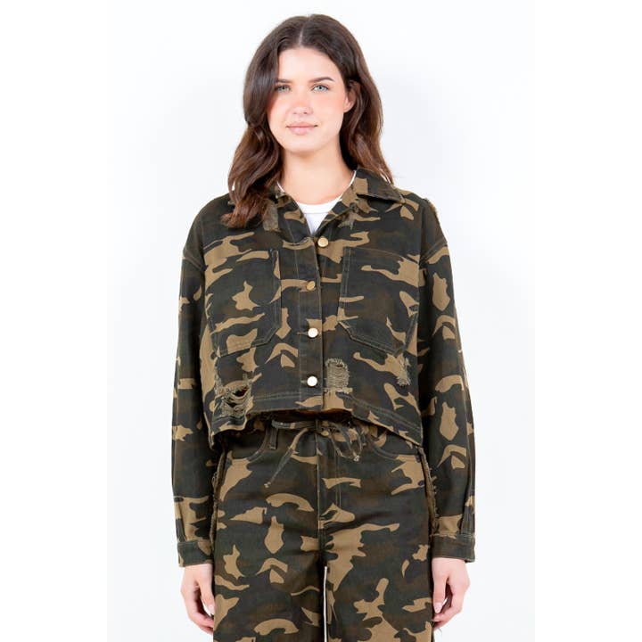 CAMO EDGY CROP CAMO JAKKE I STORE STØRRELSER for engroshandel på Faire