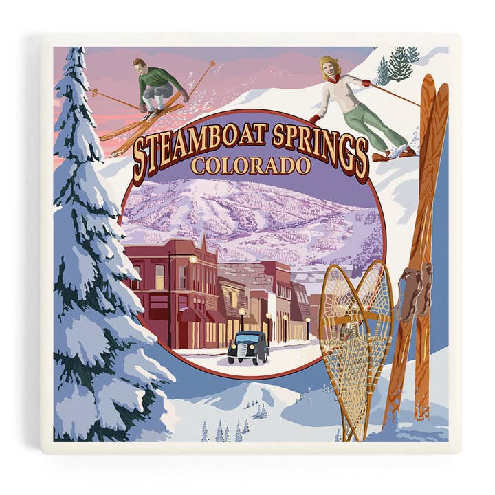 SOUS-VERRE EN CÉRAMIQUE Steamboat Springs, Colorado, montage pour la vente par Lantern Press