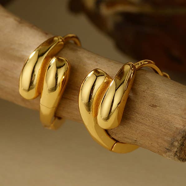 Pendientes de Gota de Agua Dorados con Hebilla Hip Hop - Moda y Estilo para venta al por mayor de Gemscape UK