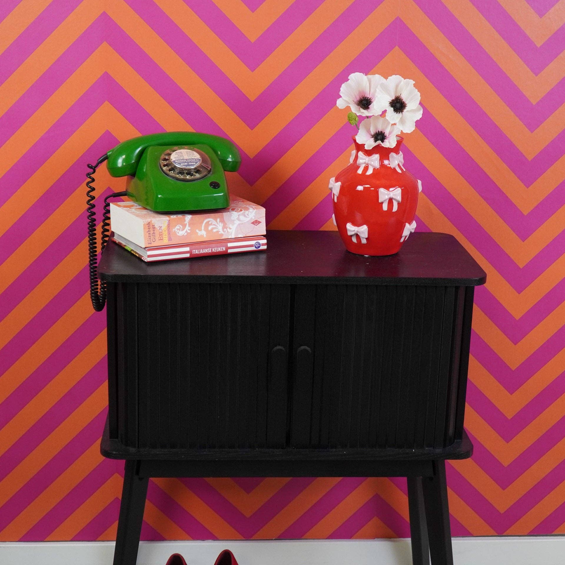 Housevitamin bv - Wholesale Vase - Vase -  Flower Vase Ribbons - Red/Pink - 14x14x19cm2