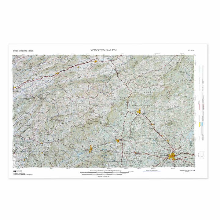 Winston Salem, NC Regional Raised Relief Map by Hubbard for wholesale by Map Shop