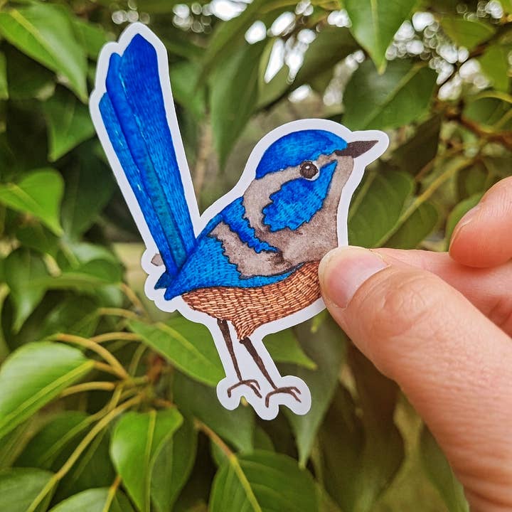 Vinyl Stickers - Blue Fairy Wren for wholesale by Bosa Art Co
