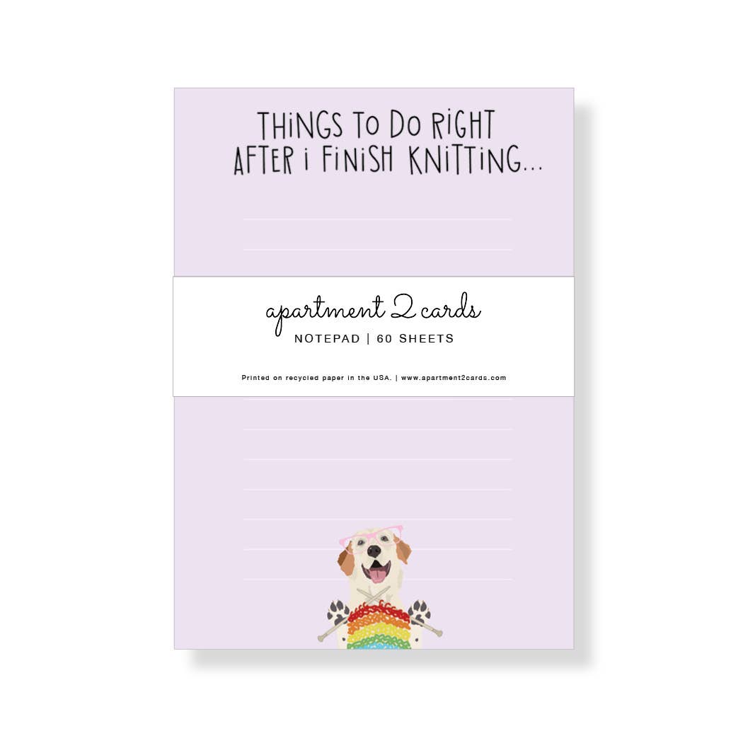 Apartment 2 Cards - Wholesale Notepad - Finish Knitting List Pad, 4.75x6.5" Notepad