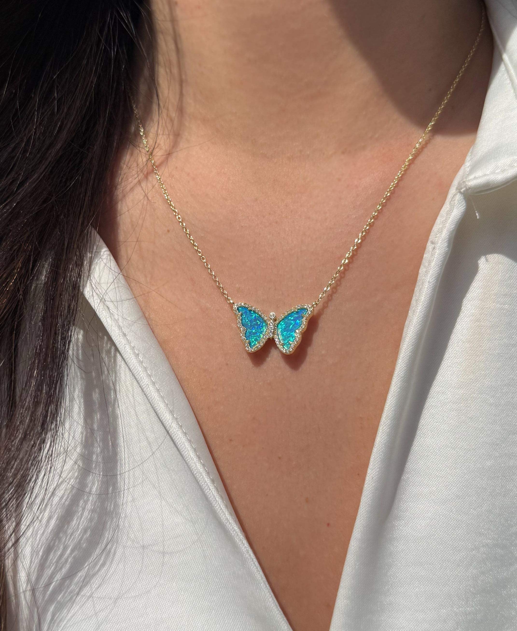 Kamaria Jewelry - Wholesale Pendant/Charm Necklace - Opal Butterfly Necklace With Crystals26