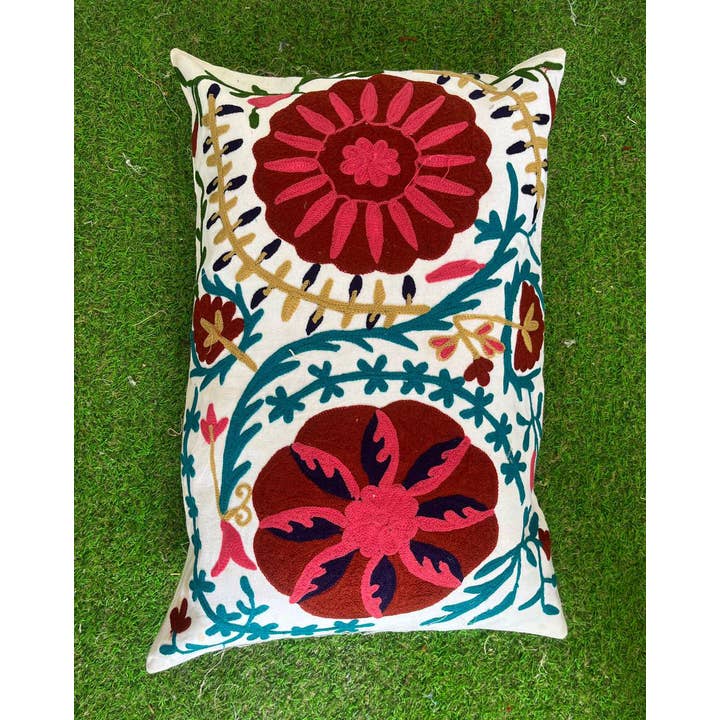 Bhawana Handicrafts - Wholesale Lumbar pillow - Beautiful Suzani Cushion Cover Embroidery Throw Pillow Cover1