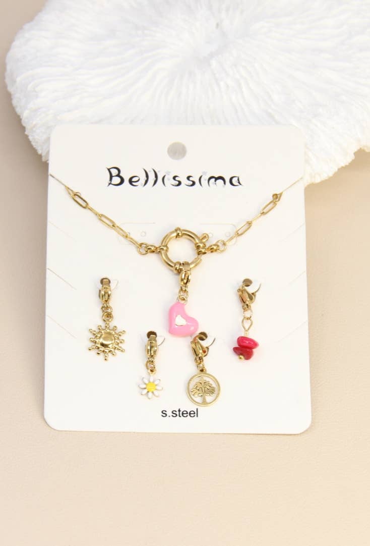 golden Stainless Steel Charm Necklace – Charm Bouquet for wholesale on Faire1