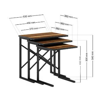 3-teiliger Nesting-Couchtisch, Nussbaum im Barockstil für den Großhandel von benjashop
