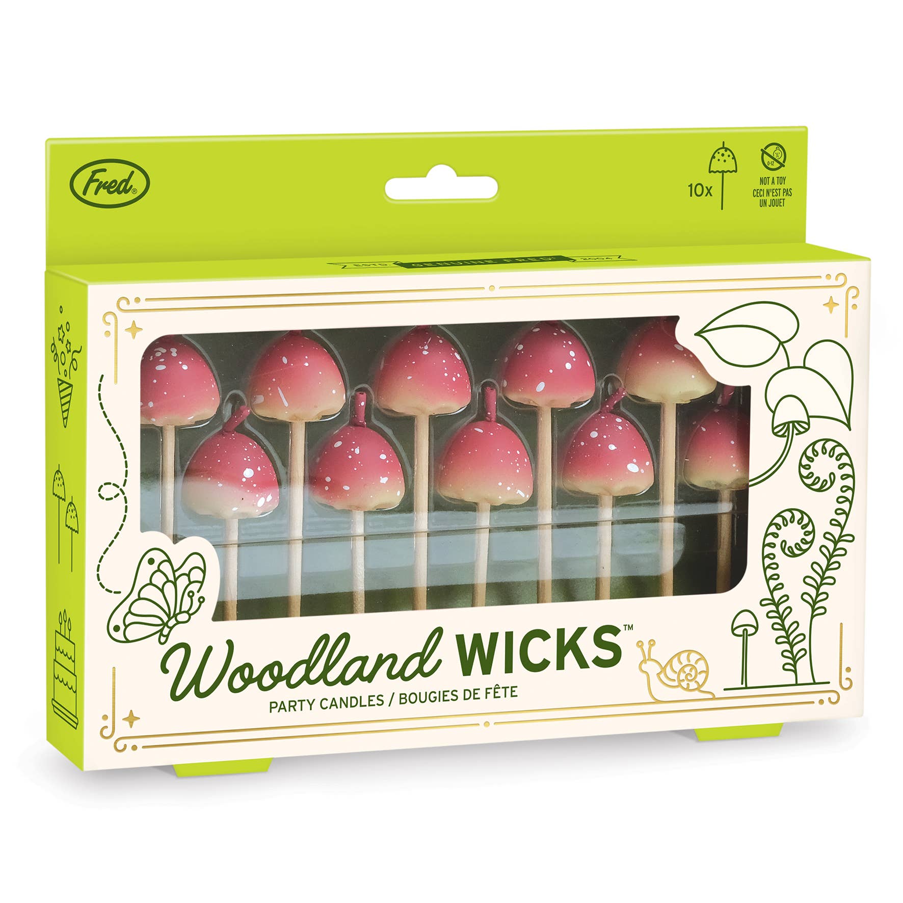 Nibble Distributors Ltd - Wholesale Cake candle - Fred Pack of 10 Mushroom Cake Candles5