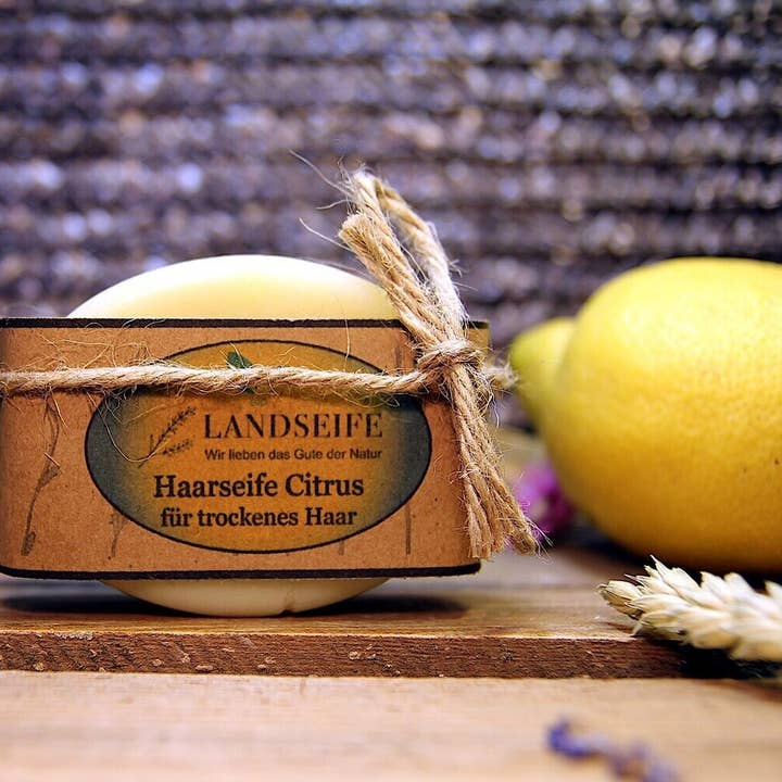 Savon bio pour cheveux aux agrumes - savon naturel pour cheveux secs pour la vente par Landseife