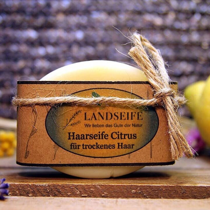 Savon bio pour cheveux aux agrumes - savon naturel pour cheveux secs pour la vente par Landseife