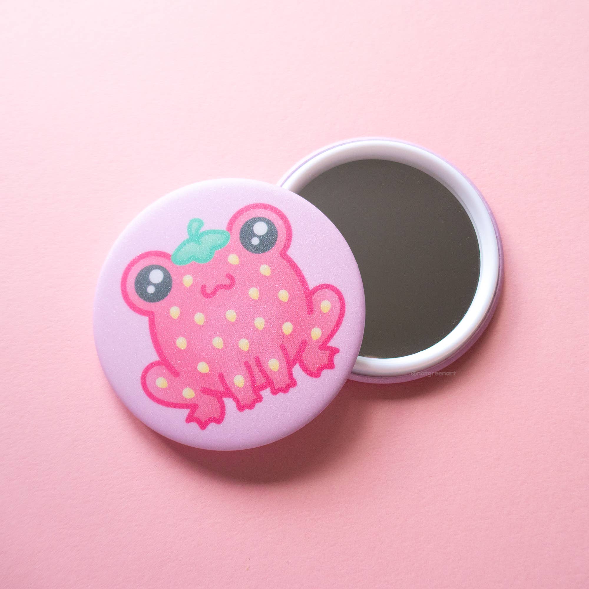 NatGreenArt - Wholesale Compact Mirror - Strawberry Frog Sparkly Pocket Mirror